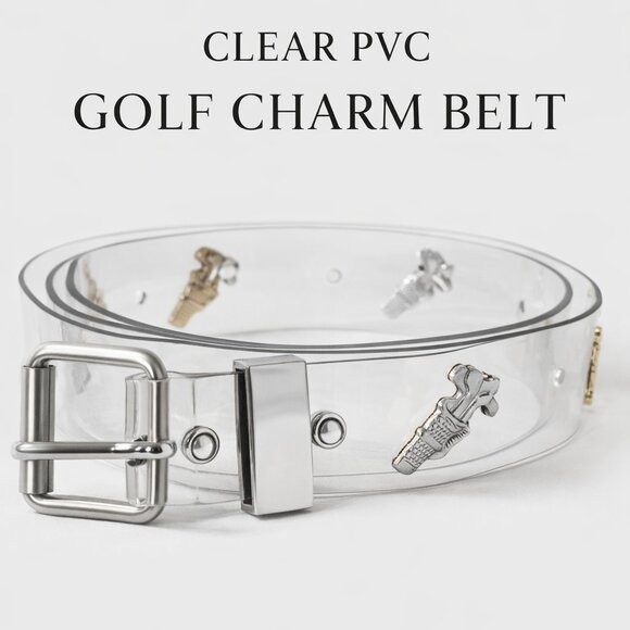 Daily Accessories - Daily Brand Clear PVC Belt Golf Bag Studs Gold Silver Transparent Y2K Style